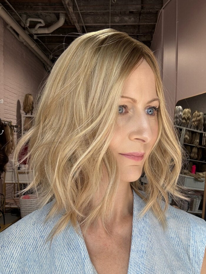 Blake 12" |  Blonde Human Hair Silk Topper - Image 2