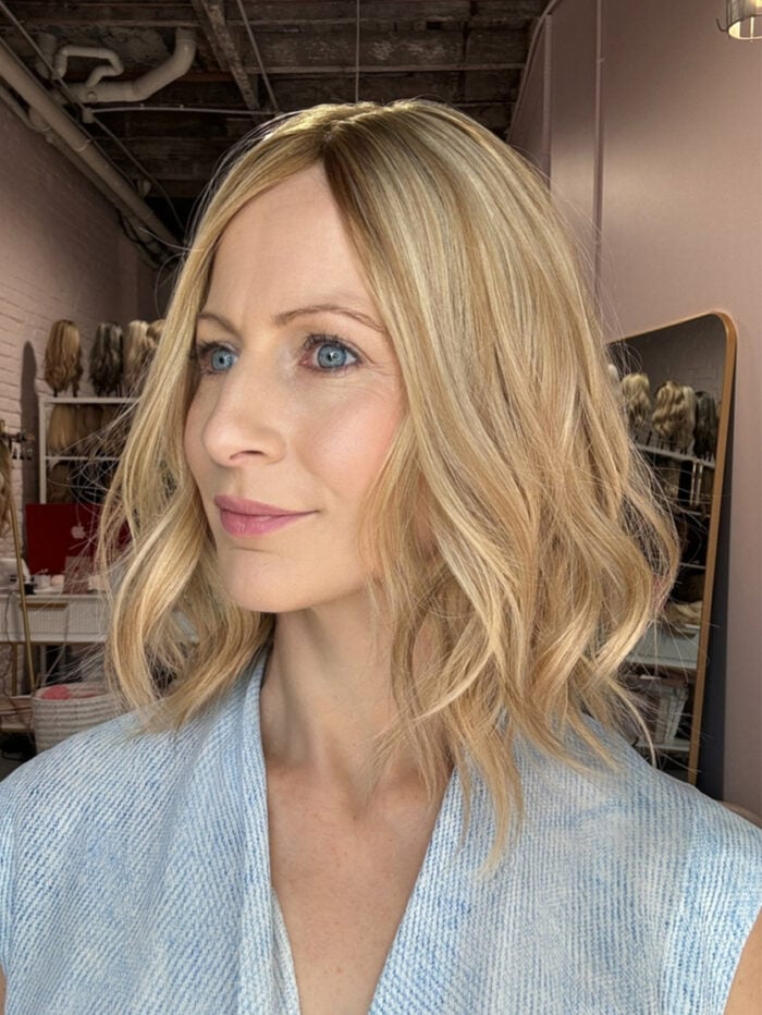 Blake 12" |  Blonde Human Hair Silk Topper - Image 4