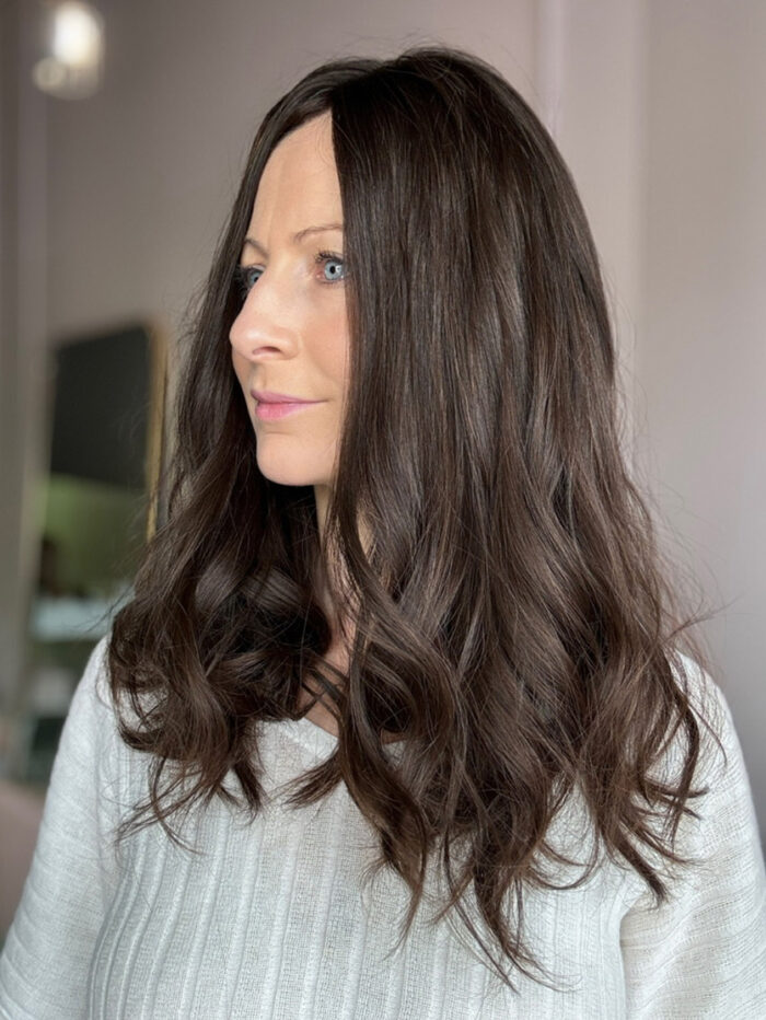 brunette silk topper