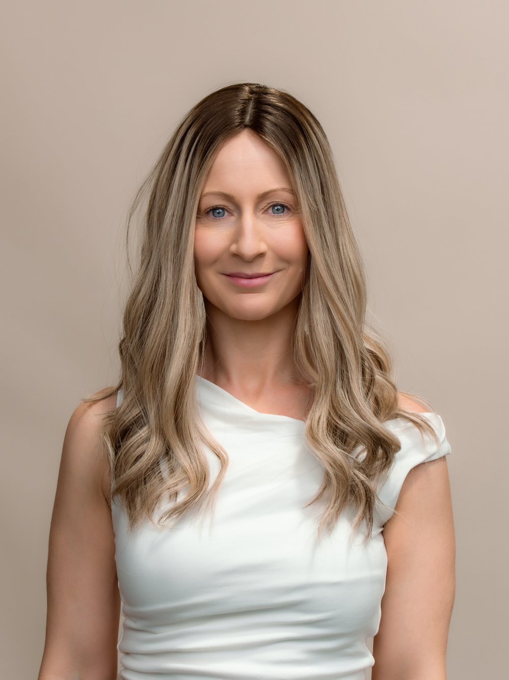 DNZ01873v2 Chanel 18" | Blonde Human Hair Silk Topper - Image 1