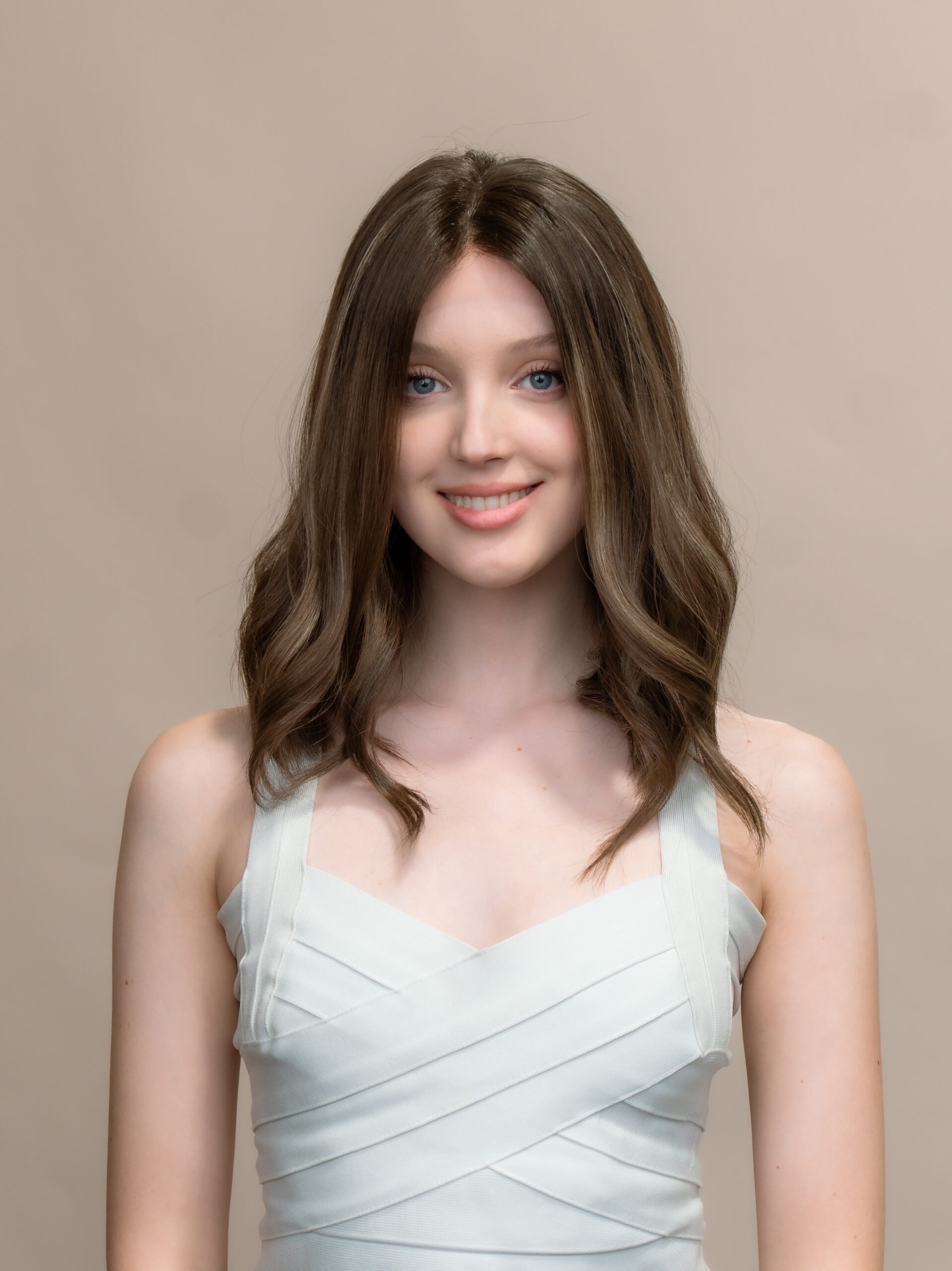 DNZ01989v2 Anastasia 16" | Brunette Human Hair Wig - Image 1