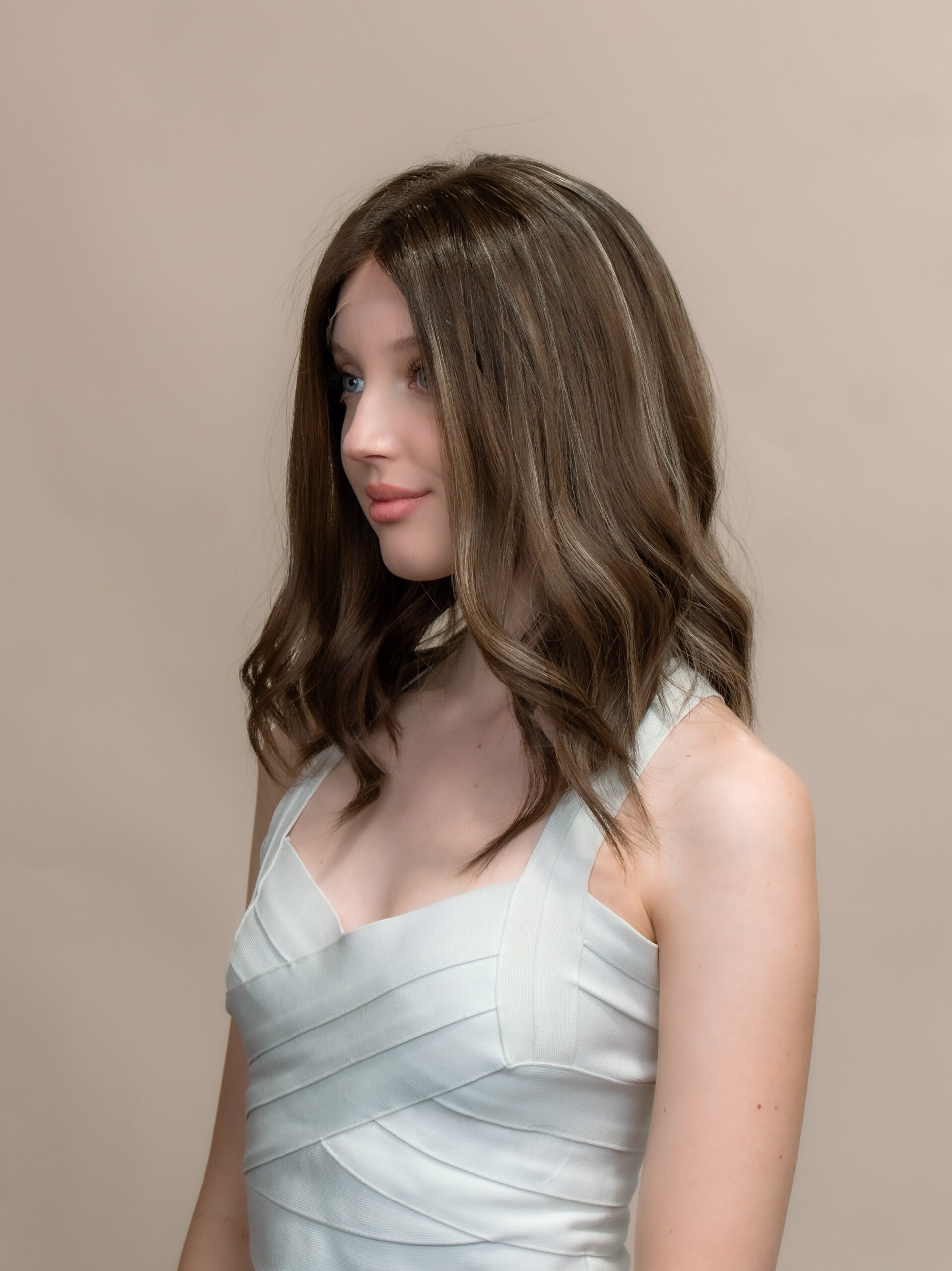 DNZ01990v2 Anastasia 16" | Brunette Human Hair Wig - Image 2