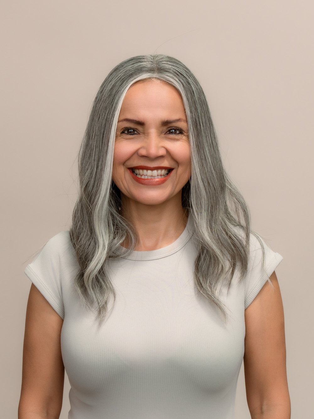 DNZ03199v2 Misty 18" | Grey Human Hair Lace Topper - Image 1